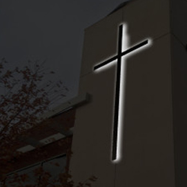 illuminated church cross sign