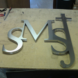 brushed stainless steel office wall letters